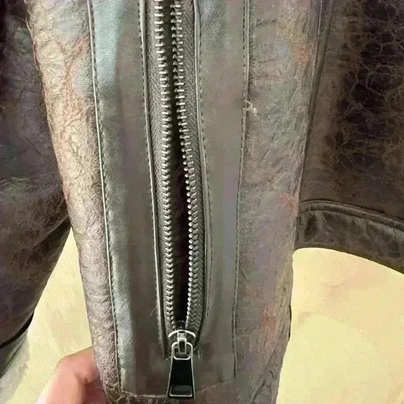 Crackled Faux Shearling Aviator Jacket  size XL - Picture 5 of 13